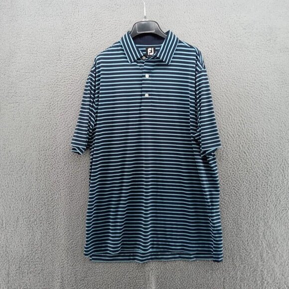 FootJoy Other - FootJoy Shirt Mens Large Blue Contrast Stripe Performance Golf Polo‎ Classic